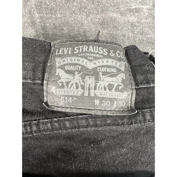Levi's 514 Jeans Mens 30x30 Black Slim Straight Stretch Denim Casual Everyday - Picture 3 of 9